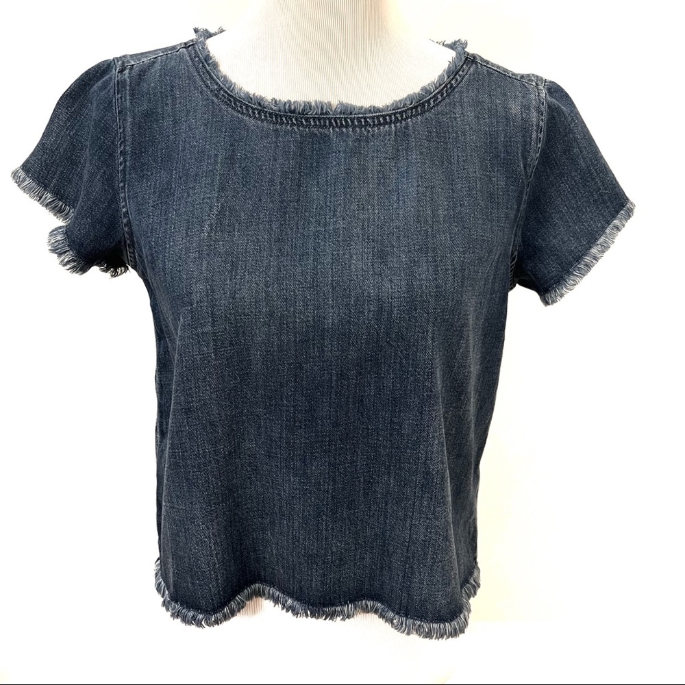 Cloth & Stone Soft Denim Semi Cropped Blouse Size S